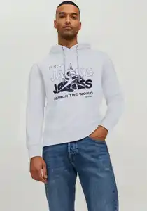 Jack & Jones Kapuzensweatshirt JCOHUNT SWEAT HOOD LN, Weiß