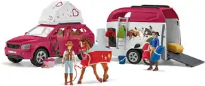 Schleich® Spielwelt HORSE CLUB, Abenteuer mit Auto und Pferdeanhänger (42535), Made in Europe, Bunt