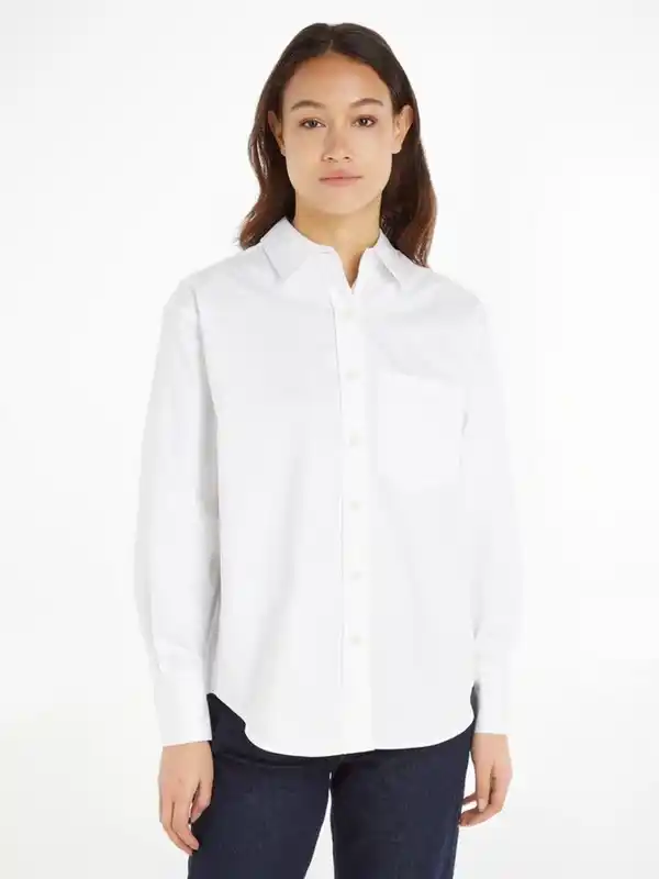 Bild 1 von Calvin Klein Hemdbluse RELAXED COTTON SHIRT mit durchgehender Knopfleiste, Weiß