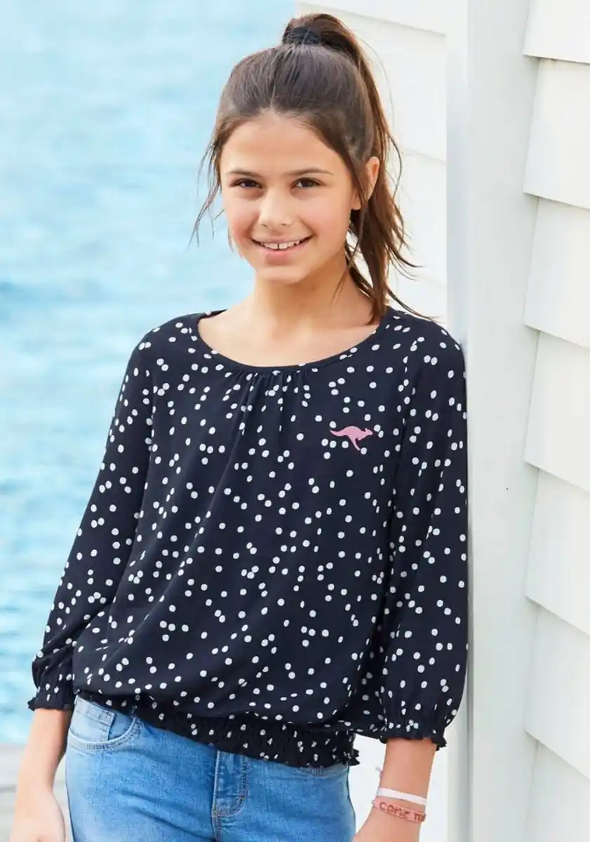 Bild 1 von KangaROOS 3/4-Arm-Shirt mit Smokdetails am Saum, Blau