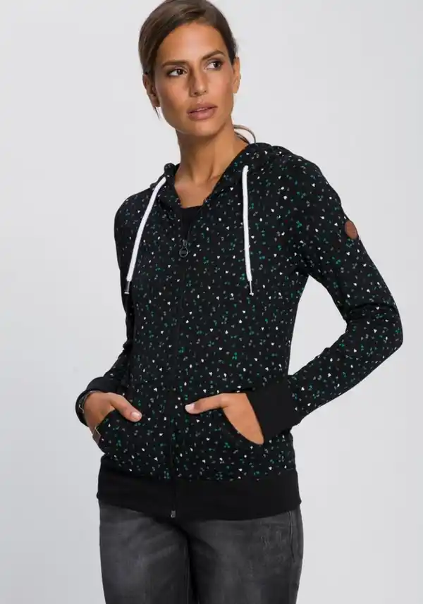 Bild 1 von KangaROOS Kapuzensweatjacke mit sportlichem Minimal-Print, Schwarz