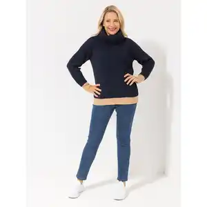 CASHMASOFT Pullover, 1/1-Arm Rollkragen Kontrastkante an Ärmeln und Bund