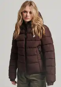 Superdry Steppjacke HOODED SPIRIT SPORTS PUFFER aus wasserabweisendem Material, Braun