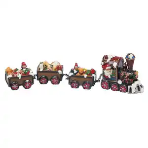 G. WURM Weihnachtszug Lock mit 3 Wagons braun ca. 30cm