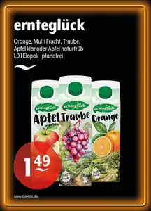 ernteglück Orange, Multi Frucht, Traube, Apfel klar oder Apfel naturtrüb