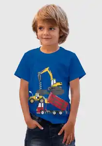 KIDSWORLD T-Shirt BAUMASCHINEN Spruch, Blau