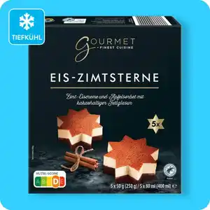 GOURMET FINEST CUISINE Eis-Zimtsterne, Zimt-Eiscreme und Apfelsorbet mit kakaohaltiger Fettglasur