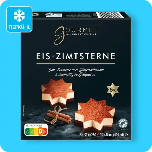 Bild 1 von GOURMET FINEST CUISINE Eis-Zimtsterne, Zimt-Eiscreme und Apfelsorbet mit kakaohaltiger Fettglasur