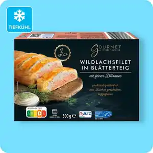 GOURMET FINEST CUISINE Wildlachsfilet in Blätterteig, Mit feiner Dillsauce oder mit feinem Blattspinat