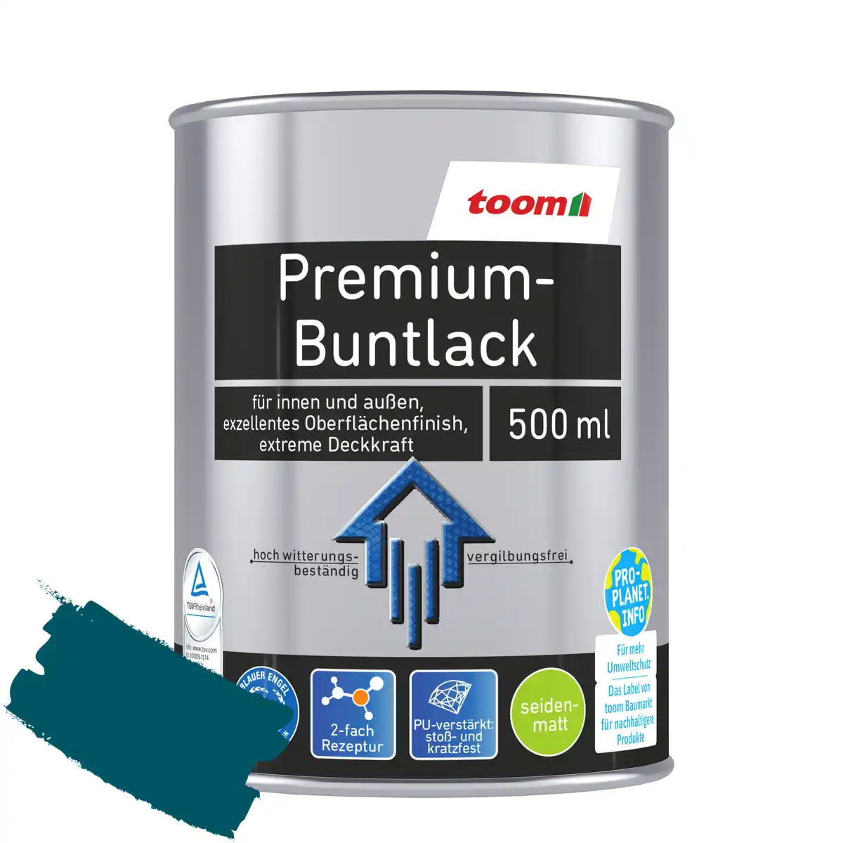 Bild 1 von toom Premium-Buntlack petrolfarben seidenmatt 500 ml
