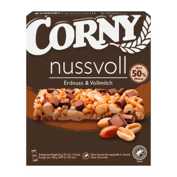 Bild 1 von CORNY Nussvoll-Riegel Erdnuss & Vollmilch 96g