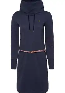 Ragwear Sweatkleid LAURRA (2-tlg., mit abnehmbarem Gürtel) stylisches Langarmkleid mit praktischen Eingrifftaschen, Blau