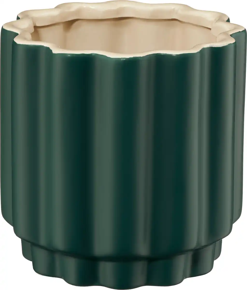 Bild 1 von BOLTZE Blumentopf aus Keramik, gewellt, grün matt