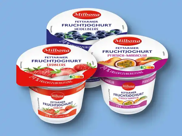 Bild 1 von Milbona Fettarmer Fruchtjoghurt,  250 g