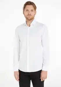 Calvin Klein Businesshemd POPLIN STRETCH SLIM SHIRT mit Kentkragen, Weiß