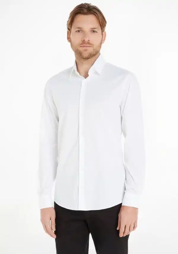 Bild 1 von Calvin Klein Businesshemd POPLIN STRETCH SLIM SHIRT mit Kentkragen, Weiß