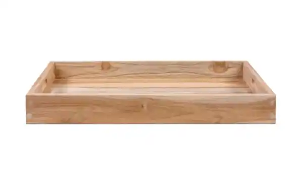 Bild 2 von Tablettset Teakholz in naturfarbend rustikel gebürstet, 3-teilig