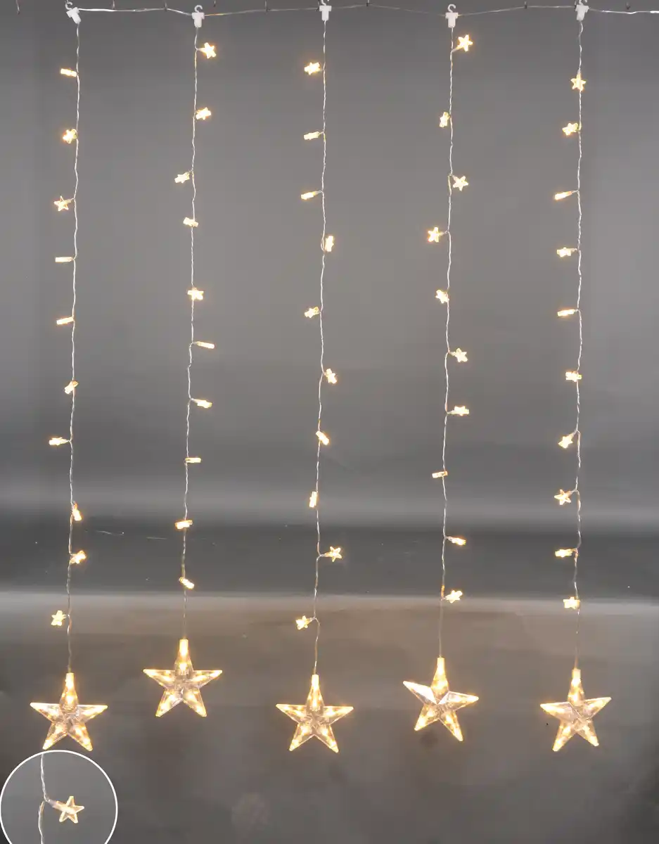 Bild 1 von TrendLine LED Lichtervorhang Sterne 2,0 x 1,5 m warmweiß mit Timer