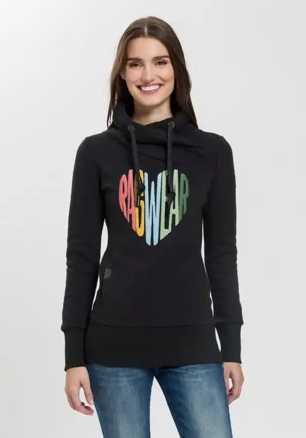 Bild 1 von Ragwear Sweater NESKA LOVE O mit asymetrischem Schalkragen im Rainbow Pride-Design, Schwarz