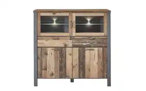 Innostyle - Highboard Cardiff, Used Style Dark, Matera-Nachbildung, inkl. LED-Beleuchtung