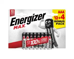 Energizer Max Batterien Alkali LR03 AAA 12 + 4 gratis