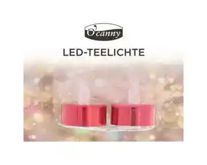 O'Canny LED-Teelichte mit Metallic-Effekt warmweiß 2er Pack 3fach