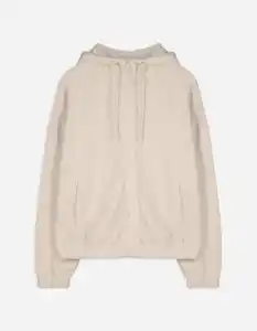 Damen Fleecepullover - Überschnittene Ärmel - beige