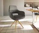 Bild 1 von Drehstuhl Yago-Flex mit Armlehnen Anthrazit Vintage Holzgestell kantig 180° drehbar