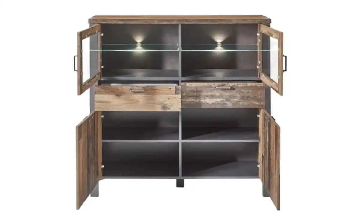 Bild 3 von Innostyle - Highboard Cardiff, Used Style Dark, Matera-Nachbildung, inkl. LED-Beleuchtung