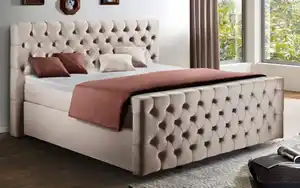 Vito - Boxspringbett Diamanti Klassik, beige, 180 x 200 cm, Härtegrad 2 und 3