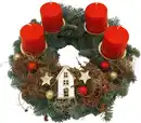 Bild 1 von Adventskranz mit 4 Kerzen Ø 30 cm X-MAS Holzhaus rot