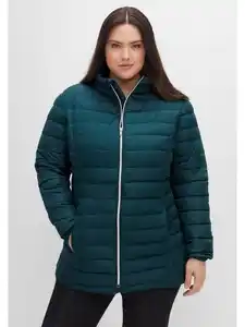 Sheego Outdoorjacke Große Größen mit Stehkragen und Teilungsnähten, Grün