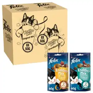 Felix KnabberMix Original & Strandspaß Katzensnacks 2 x 8 Beutel à 60g