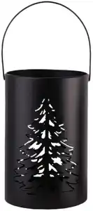 TrendLine Deko Eisen Windlicht Laterne Tannenbaum Ø 23 x 15 cm schwarz