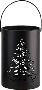 TrendLine Deko Eisen Windlicht Laterne Tannenbaum Ø18,5 x 12 cm schwarz