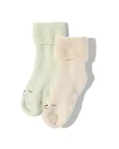 2er-Pack Baby-Socken, Gesicht beige