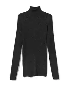 Damen-Rolli Nova, gerippt, Glitter schwarz