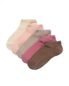 5er-Pack Damen-Kurzsocken, mit Baumwolle beige