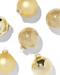 Weihnachtsbaumkugeln, Gold – 6 Stück