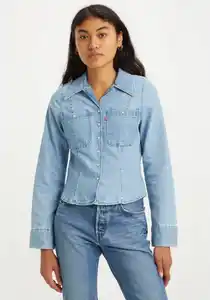 Levi's® Jeansbluse ELLIS DENIM SHIRT mit durchgehender Druckknopfleiste in Perlmuttoptik, Blau