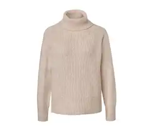 Grobstrickpullover mit Rollkragen, beige