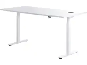 WRK21 160x80cm, 2-Premium-Motoren Antrieb von Bosch, Weiß, inkl. Wireless Charger Belkiin, höhenverstellbarer Steh-Sitz-Schreibtisch, Weiß