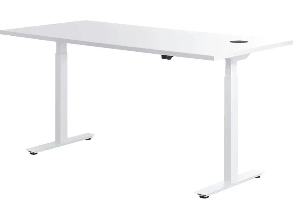 Bild 1 von WRK21 160x80cm, 2-Premium-Motoren Antrieb von Bosch, Weiß, inkl. Wireless Charger Belkiin, höhenverstellbarer Steh-Sitz-Schreibtisch, Weiß