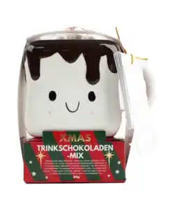 Tasse Weihnachten mit Trinkschokolade und Marshmallows, bunt