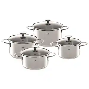 Fissler Kochtopfset Copenhagen, Silber, Metall, 4-teilig, 16 cm,20 cm, Messskala, backofengeeignet, Kochen, Töpfe, Topfsets