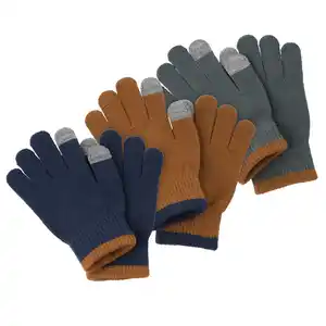 3 Paar Jungen Handschuhe im Set DUNKELBLAU / BRAUN / BLAUGRAU