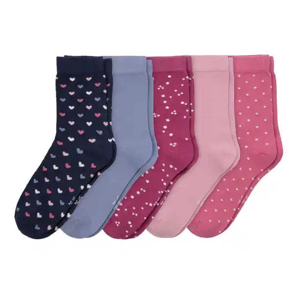 Bild 1 von 5 Paar Mädchen Socken im Set ROSA / BLAU / BEERE