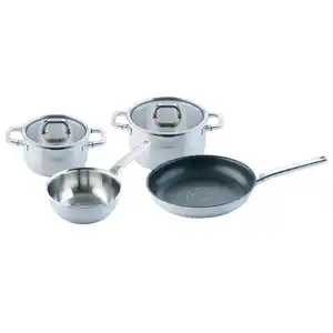 Johann Lafer Kochtopfset Lafer, Silber, Metall, 4-teilig, 20 cm,24 cm,20 cm, rund, 22x32 cm, Messskala, Abgießfunktion,mit Dampfablass, Kochen, Töpfe, Topfsets