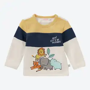 Baby-Jungen-Sweatshirt mit freundlichem Tier-Motiv, Ecru