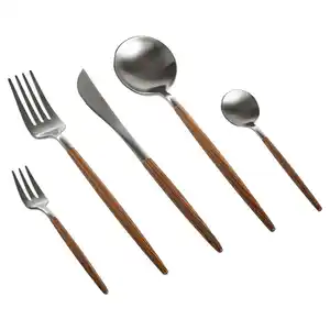 Novel Besteckset, Akazie, Edelstahl, Metall, 30-teilig, Lfgb, rostfrei, lebensmittelecht, Essen & Trinken, Besteck, Besteck-Sets